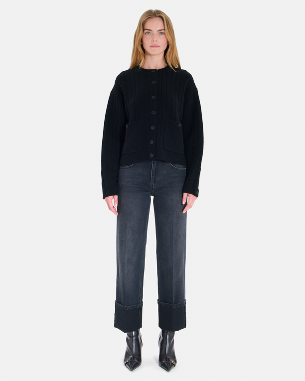 Gilet Gelina Gilet noir en laine mérinos ZAPA