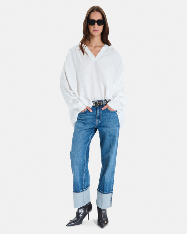 Blouse Brielle Blouse fluide manches longues col V écrue ZAPA