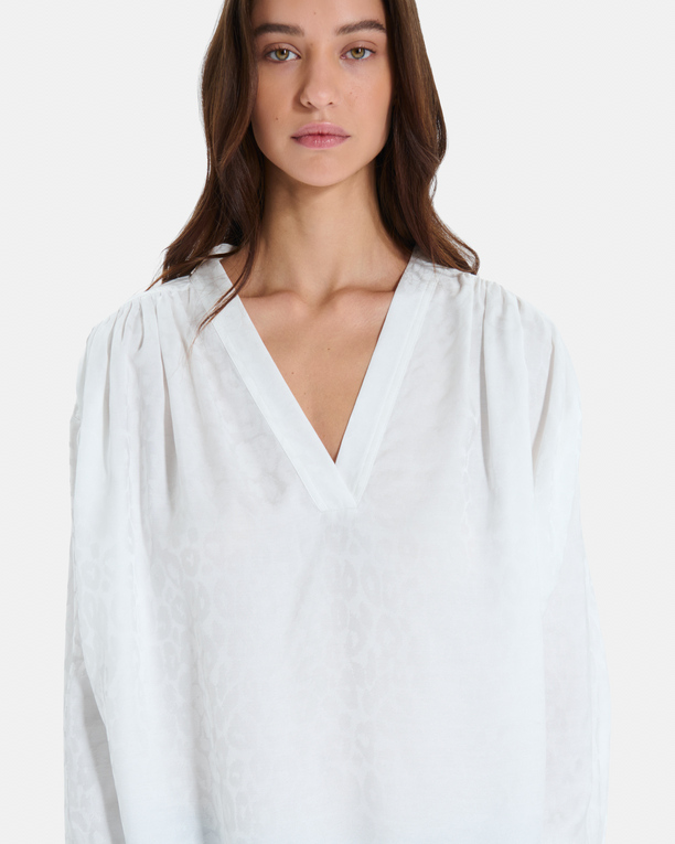 Blouse Brielle Blouse fluide manches longues col V écrue ZAPA