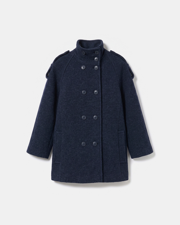 Manteau Mathilde Manteau indigo à col montant en laine ZAPA