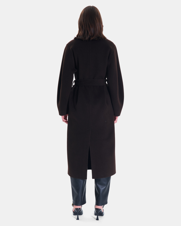 Manteau Melvyne Manteau long chocolat en laine ZAPA