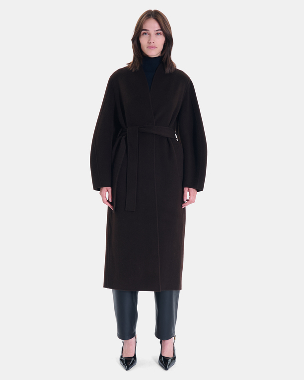 Manteau Melvyne Manteau long chocolat en laine ZAPA