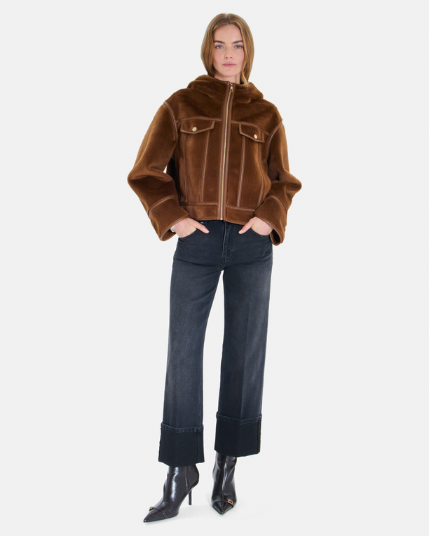 Manteau Moira Manteau court tabac coupe boxy à col montant ZAPA