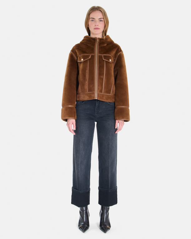 Manteau Moira Manteau court tabac coupe boxy à col montant ZAPA