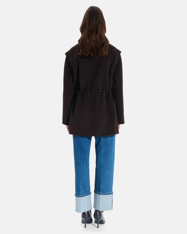 Manteau Malorie Manteau en laine chocolat à manches amovibles ZAPA