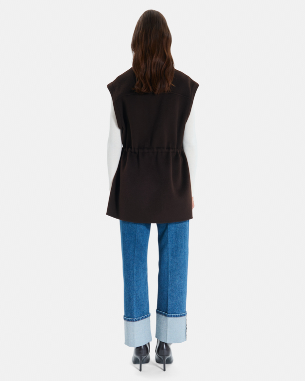Manteau Malorie Manteau en laine chocolat à manches amovibles ZAPA