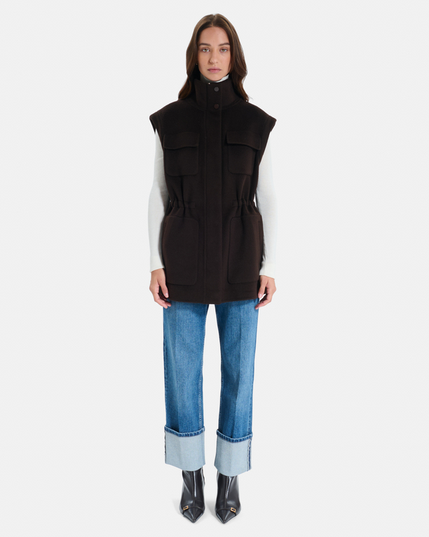 Manteau Malorie Manteau en laine chocolat à manches amovibles ZAPA