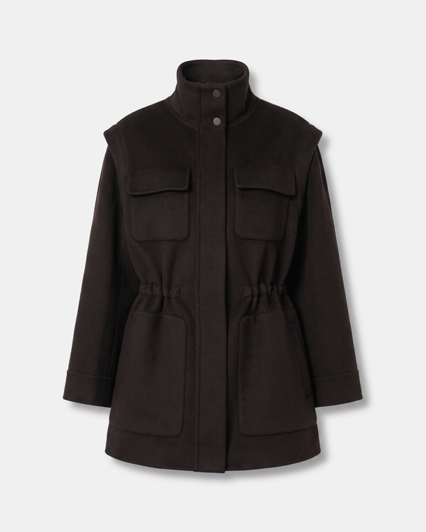 Manteau Malorie Manteau en laine chocolat à manches amovibles ZAPA