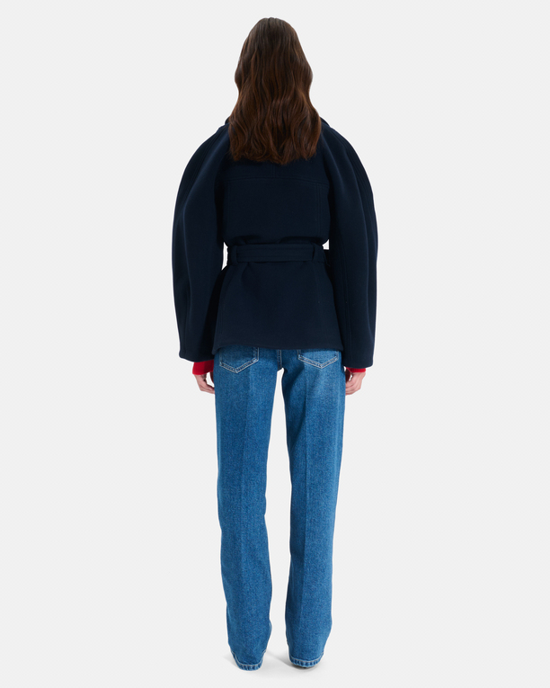 Manteau Madeleine Manteau court ceinturé en laine noire ZAPA