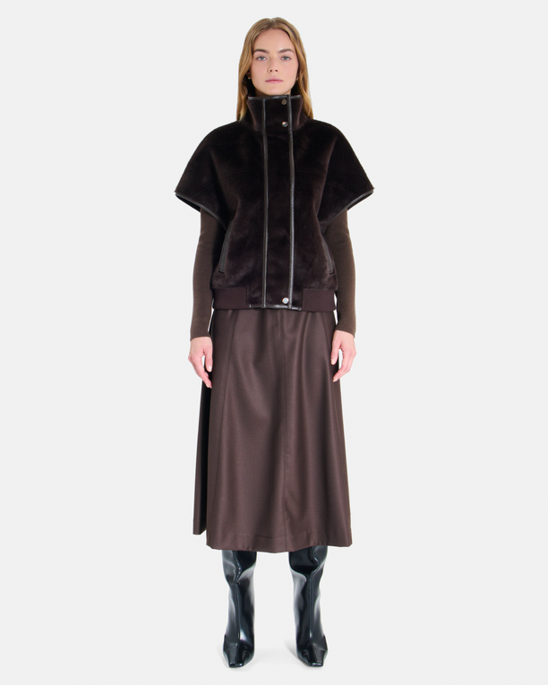 Manteau Charles Cape chocolat à col montant ZAPA