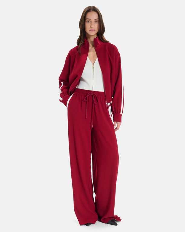 Pantalon Posy Pantalon fluide à lien et bandes contrastées rouge carmin ZAPA