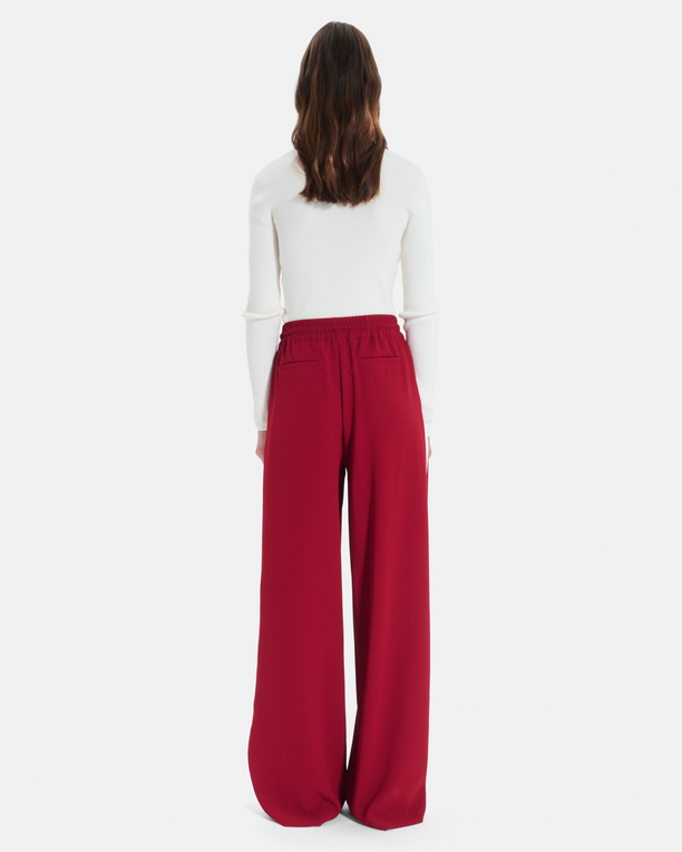 Pantalon Posy Pantalon fluide à lien et bandes contrastées rouge carmin ZAPA
