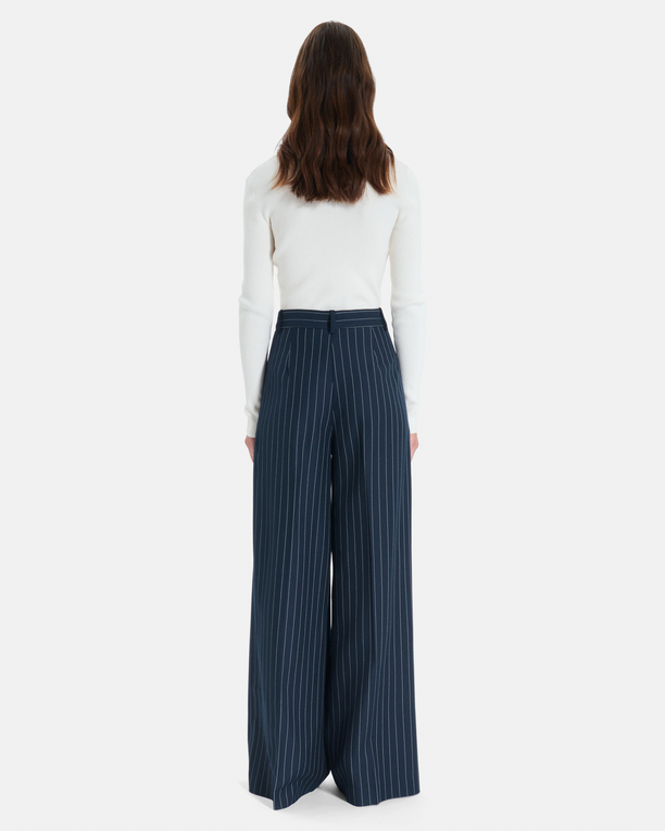 Pantalon Paper Pantalon large à rayures bleu marine ZAPA