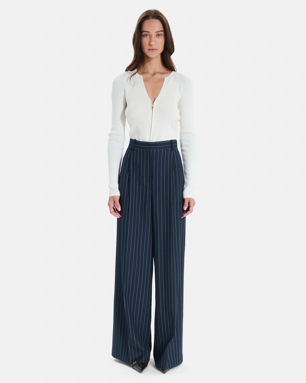 Pantalon Paper Pantalon large à rayures bleu marine ZAPA
