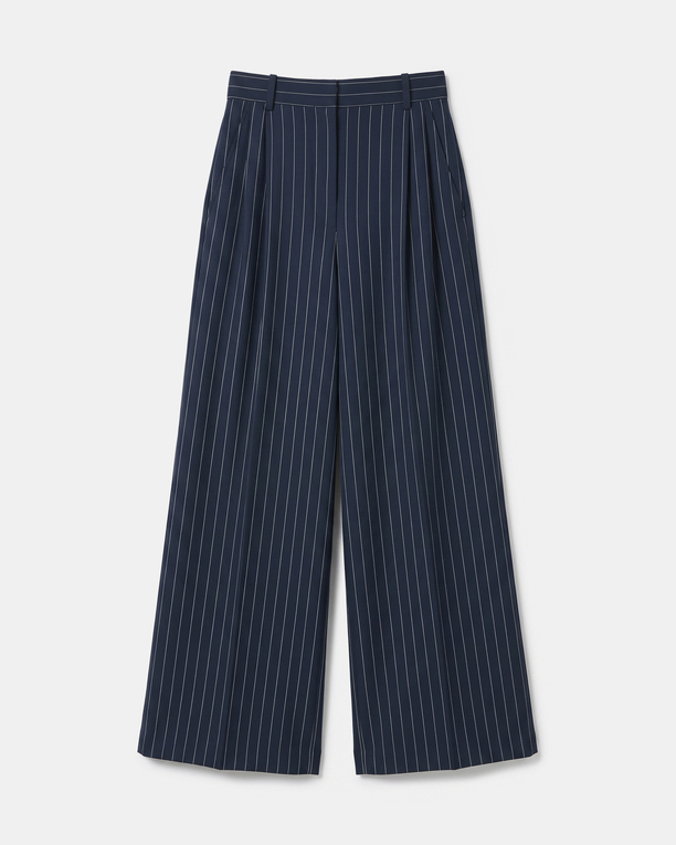 Pantalon Paper Pantalon large à rayures bleu marine ZAPA
