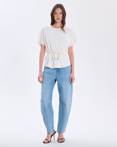 Top toria top &eacute;cru en coton &agrave; taille resserr&eacute;e zapa