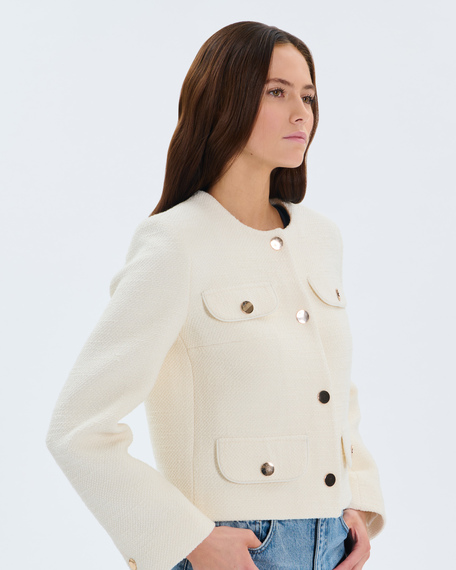 Veste valsa veste en tweed &eacute;cru zapa