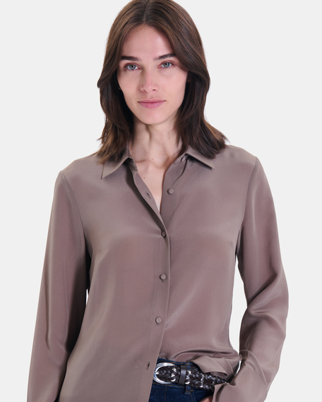 Chemise calvyn chemise en soie &agrave; manches longues brume zapa