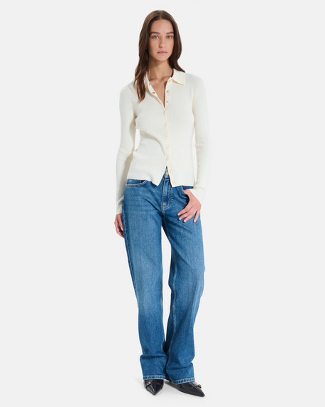 Gilet gally gilet boutonn&eacute; en maille cr&egrave;me zapa