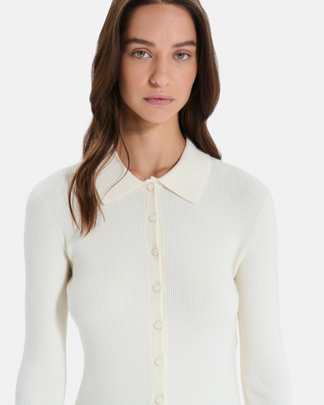 Gilet gally gilet boutonn&eacute; en maille cr&egrave;me zapa