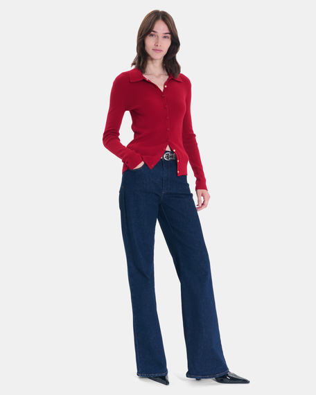 Gilet gally gilet boutonn&eacute; en maille rouge zapa