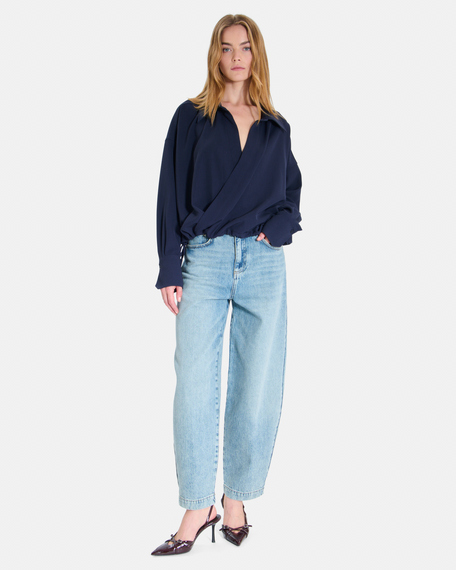 Top tulia top nocturne &agrave; manches longues et col chemise zapa