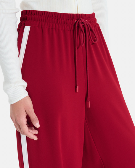 Pantalon posy pantalon fluide &agrave; lien et bandes contrast&eacute;es rouge carmin zapa