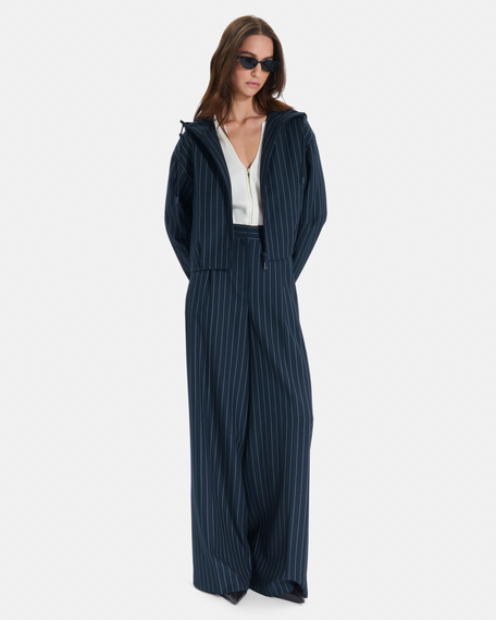 Pantalon paper pantalon large &agrave; rayures bleu marine zapa