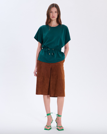 Top Toria Top vert en coton à taille resserrée ZAPA