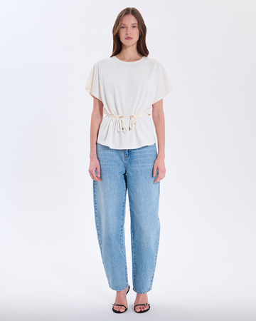 Top Toria Top écru en coton à taille resserrée ZAPA