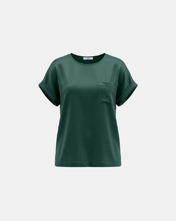 Top Theodore Top vert foncé en viscose satiné à manches courtes ZAPA