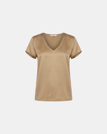 Top Talissement Top sable en viscose satiné à col V ZAPA