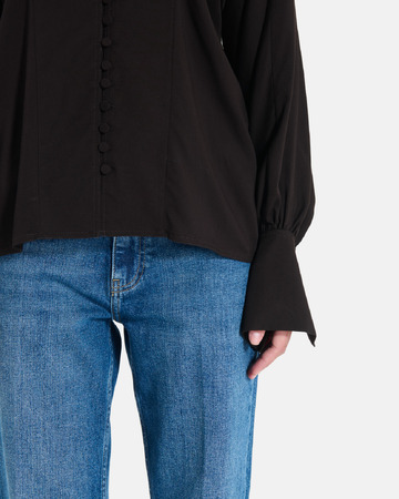 Chemise Cami Chemise noire à manches longues bouffantes ZAPA