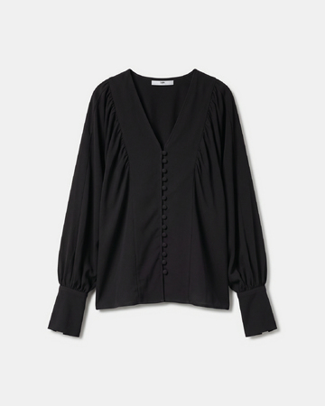 Chemise Cami Chemise noire à manches longues bouffantes ZAPA