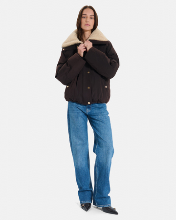 Doudoune Blondie Blouson chocolat court matelassé col montant ZAPA