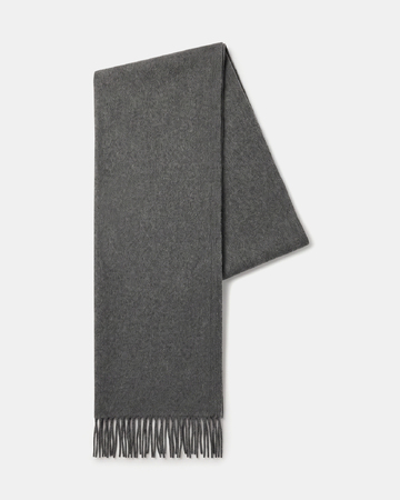 Echarpe Elise Écharpe unie en laine taupe à franges ZAPA