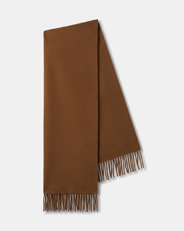Echarpe Elise Écharpe unie en laine tabac à franges ZAPA