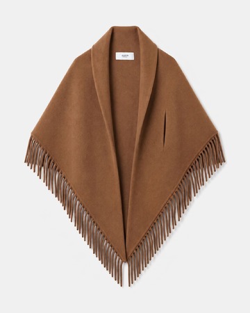 Echarpe Eliot Écharpe poncho en laine cannelle à franges ZAPA