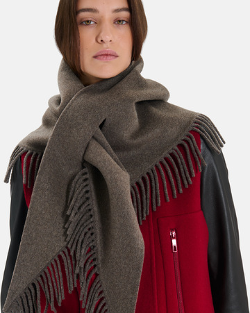 Echarpe Eliot Écharpe poncho en laine noisette à franges ZAPA
