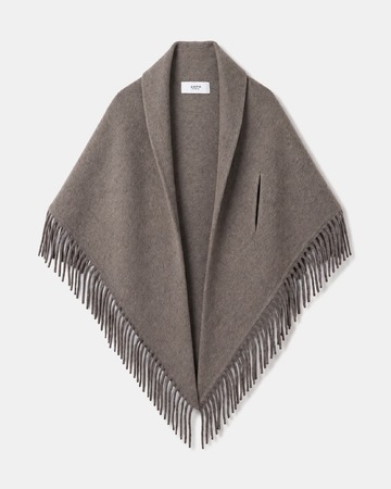 Echarpe Eliot Écharpe poncho en laine noisette à franges ZAPA