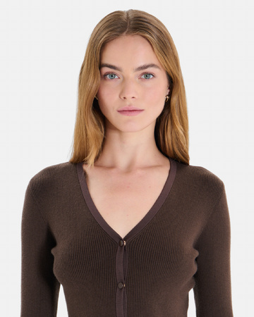 Gilet Gahano Pull sans manches en maille côtelée noisette ZAPA