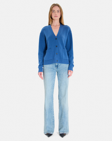 Gilet Gatty Gilet col V boutonné indigo en cachemire ZAPA