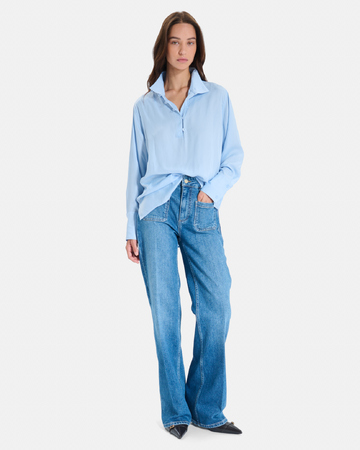 Top Tobias Top manches longues bleu clair col montant ZAPA