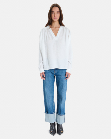 Blouse Brielle Blouse fluide manches longues col V écrue ZAPA