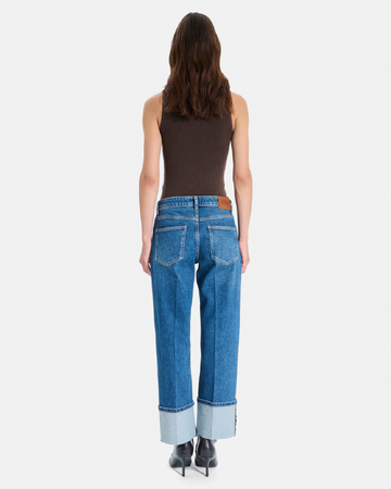 Jean Popus Jean droit en coton bleu délavé ZAPA