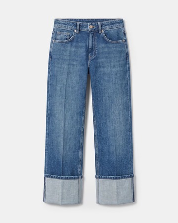 Jean Popus Jean droit en coton bleu délavé ZAPA