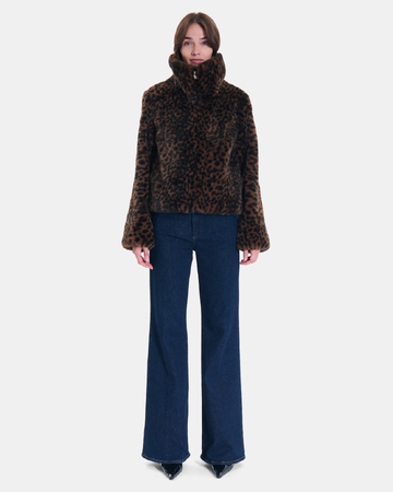 Manteau Mia Manteau court zippé imprimé léopard ZAPA