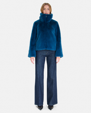 Manteau Mia Manteau zippé à col montant indigo ZAPA