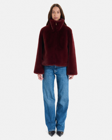 Manteau Mia Manteau court zippé couleur rouge carmin ZAPA