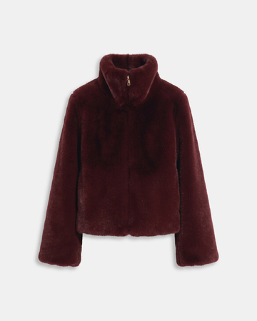 Manteau Mia Manteau court zippé couleur rouge carmin ZAPA